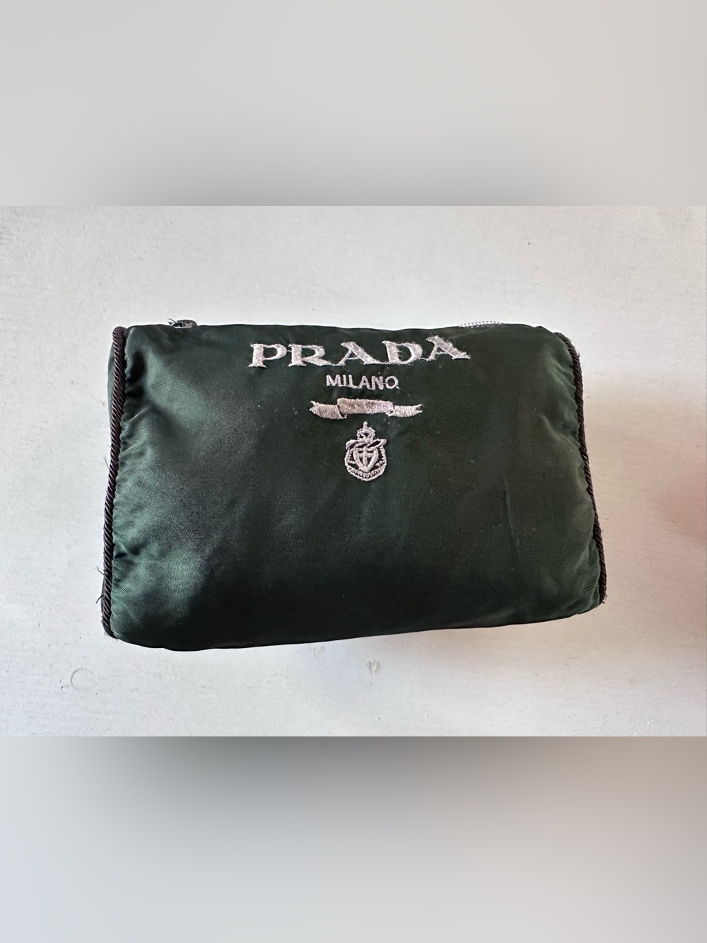 PRADA MILANO Zip Makeup Bag Cosmetic Pouch Zipper Closure
